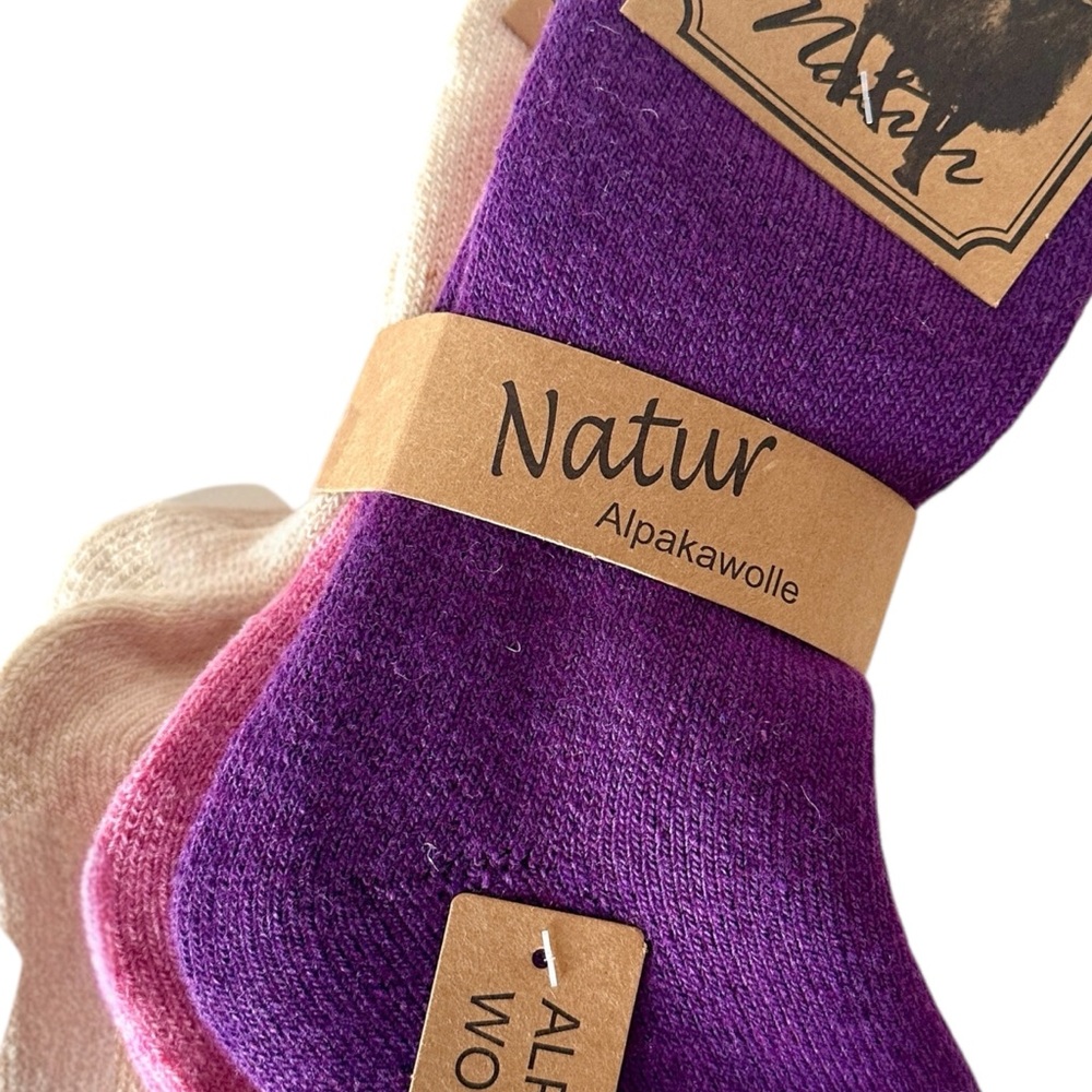 Natur Alpakawoole Traditional Norwegian Socks Set of 3 Brand New with Tags - Picture 2 of 8